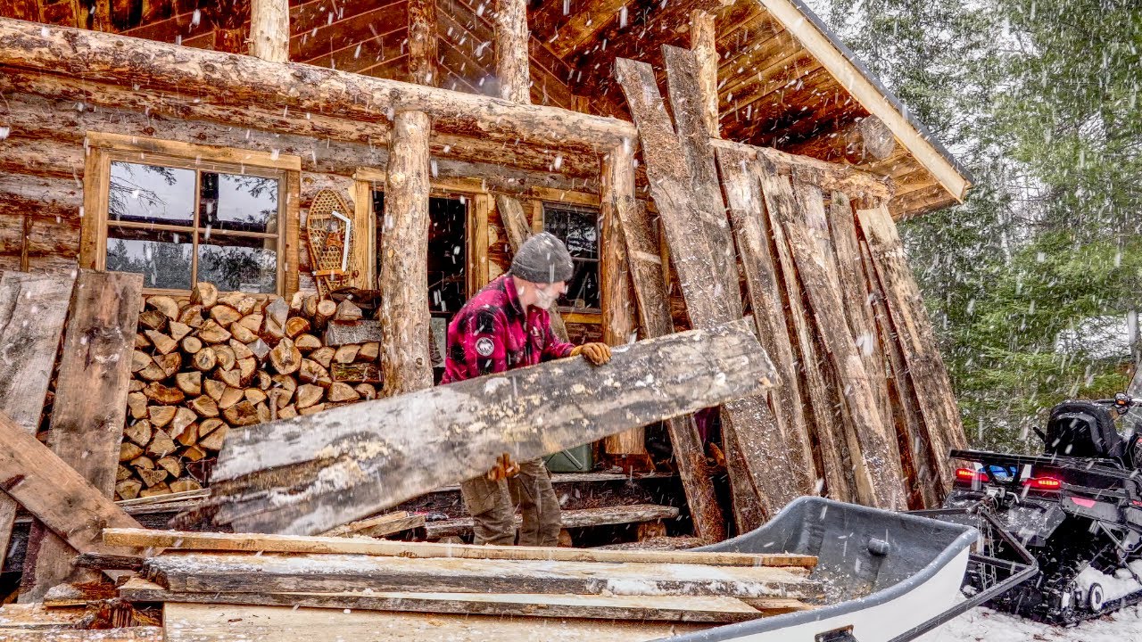 DIY Rustic Kitchen with Rough Sawn Hardwood for My Off Grid Log Cabin, Part 1