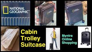 National Geographic Unisex Navy Blue  Patterned Transit 49cm Cabin Trolley Suitcase  Myntra 