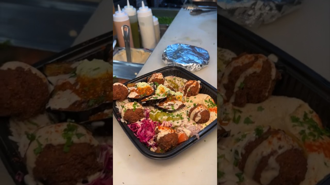 The “HAVE IT ALL VEGETARIAN PLATE” from Duzan in Astoria, Queens NYC! 🧆🔥🤤 #DEVOURPOWER