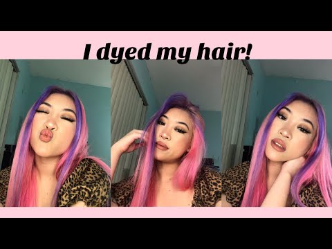 dying my hair pink w purple front streaks