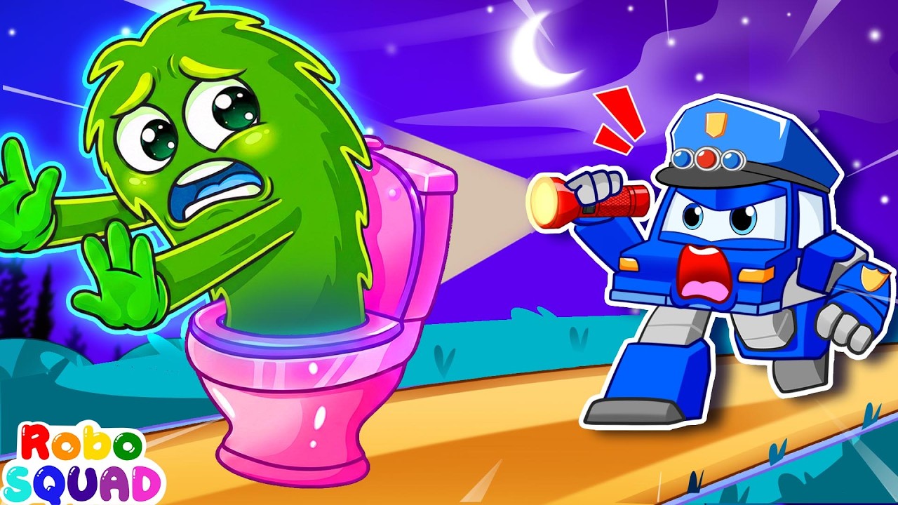 Five Little Potty Jumping In The Dark | Spooky Funny Song | Nursery Rhymes | RoboSquad Kids Song