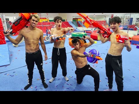 NERF GYMNASTICS WAR! (CRAZY)