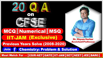 Previous Years Solve IIT-JAM on CFSE Calculation (2008-2020) #How to calculate CFSE? CSIR-NET, GATE