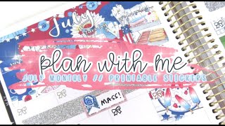 PLAN WITH ME // JULY MONTHLY // PRINTABLE PLANNER STICKERS // CARDBOARD COUTURE
