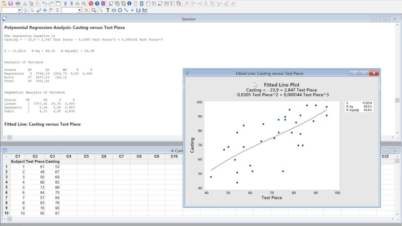 Video 56 - Minitab - Regression Analysis - ESTIEM LSS Course