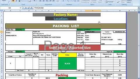 How to create a excel packing list (BAMGLA)2020