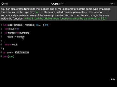 Learn Swift: Variadic Parameters & Functions (Chapter 9 Lesson 11)