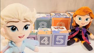 Frozen. Elsa and Anna practise numbers. Fun way to learn. Kids theatre. Educational activities.