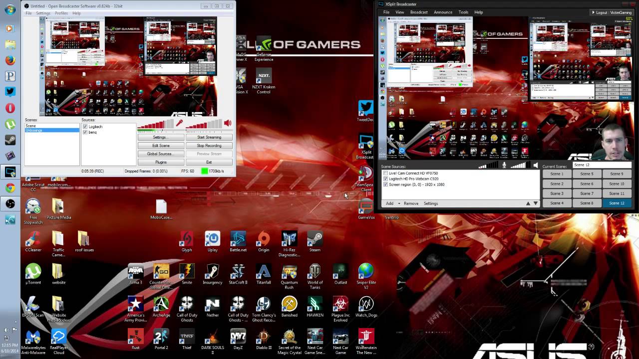A side by side comparison of OBS and Xsplit