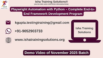 Playwright Automation with Python-Demo Video On 26th Nov 2025.Call/WhatsApp on 90529 03733 to Enroll