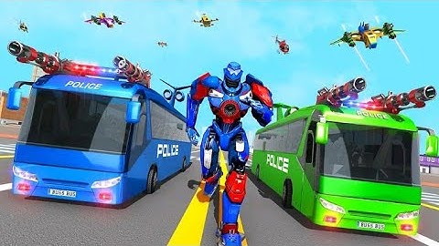 Flying Bus Robot Transform War- Police Robot Games