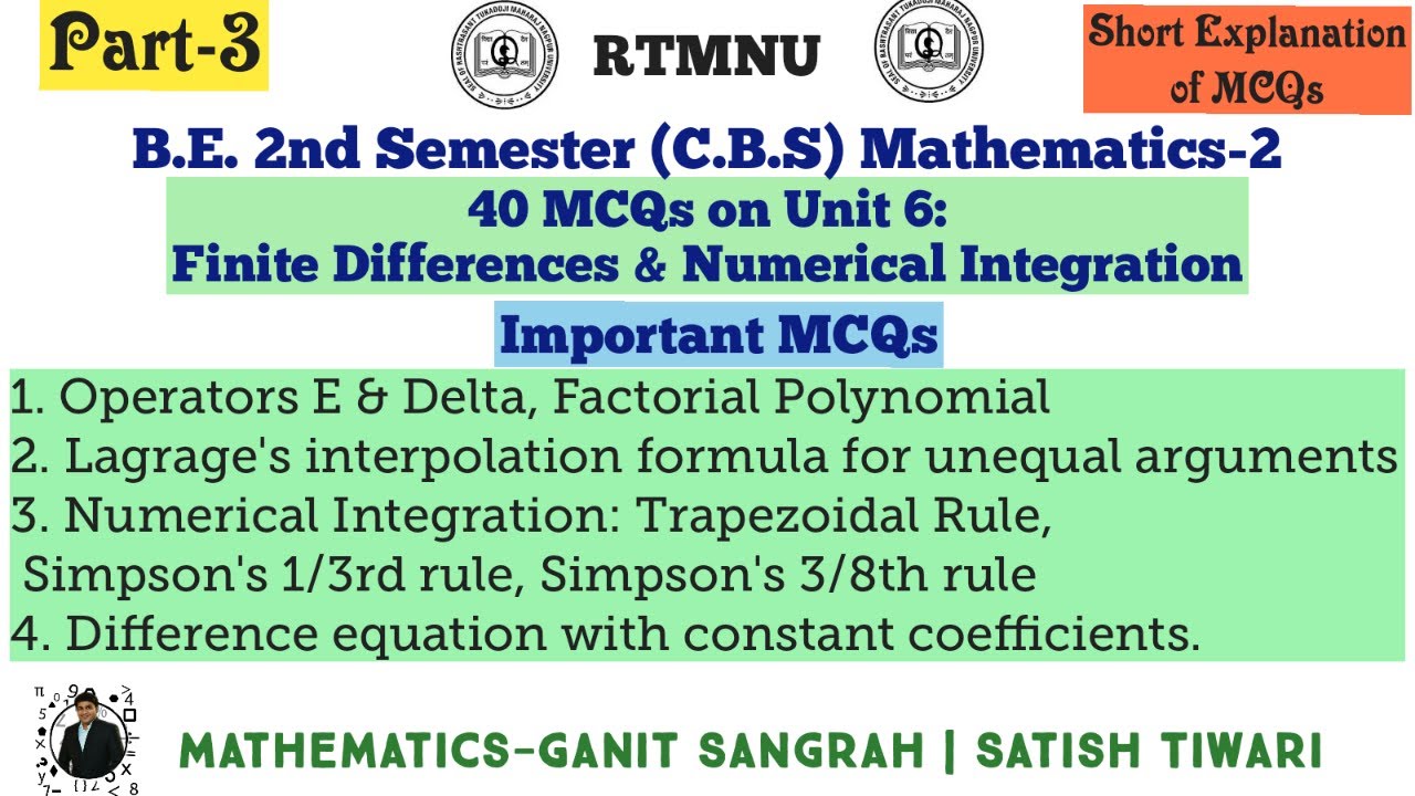 MCQ on Finite Differences & Numerical Integration | Lecture-3 - YouTube