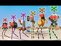 【踏切アニメ】豪華な合体LED信号機まとめ♪世界のふみきりカンカン特集🚑🚂🚌Railroad Crossing and train railway level crossover