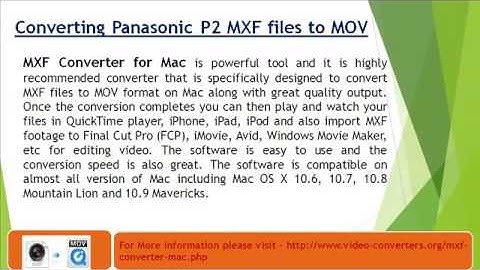 How to Convert Panasonic P2 MXF files to MOV