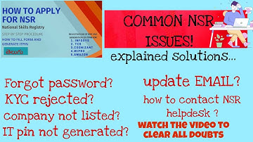 Common NSR issues|NSR pin not generated|KYC rejected|queries related to NSR |Explained|job updates