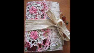 Soft cover journal with lace and crochet doily screenshot 4