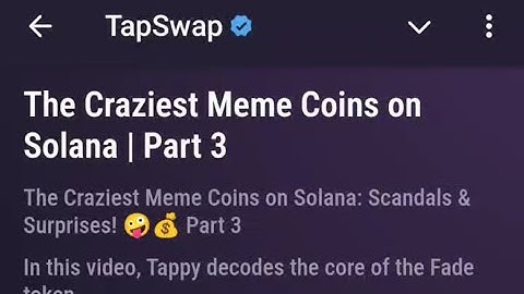 The Craziest Meme Coins on Solana | Part 3 | TapSwap Code | The Craziest Meme Coins on Solana | Part