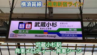 横須賀線・湘南新宿ライン　武蔵小杉駅　発車メロディー・発車シーン
