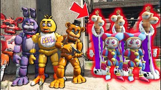 FNAF 1 MOVIE ANIMATRONICS vs THE AMAZING DIGITAL CIRICUS ARMY! (GTA 5 FNAF Mods)