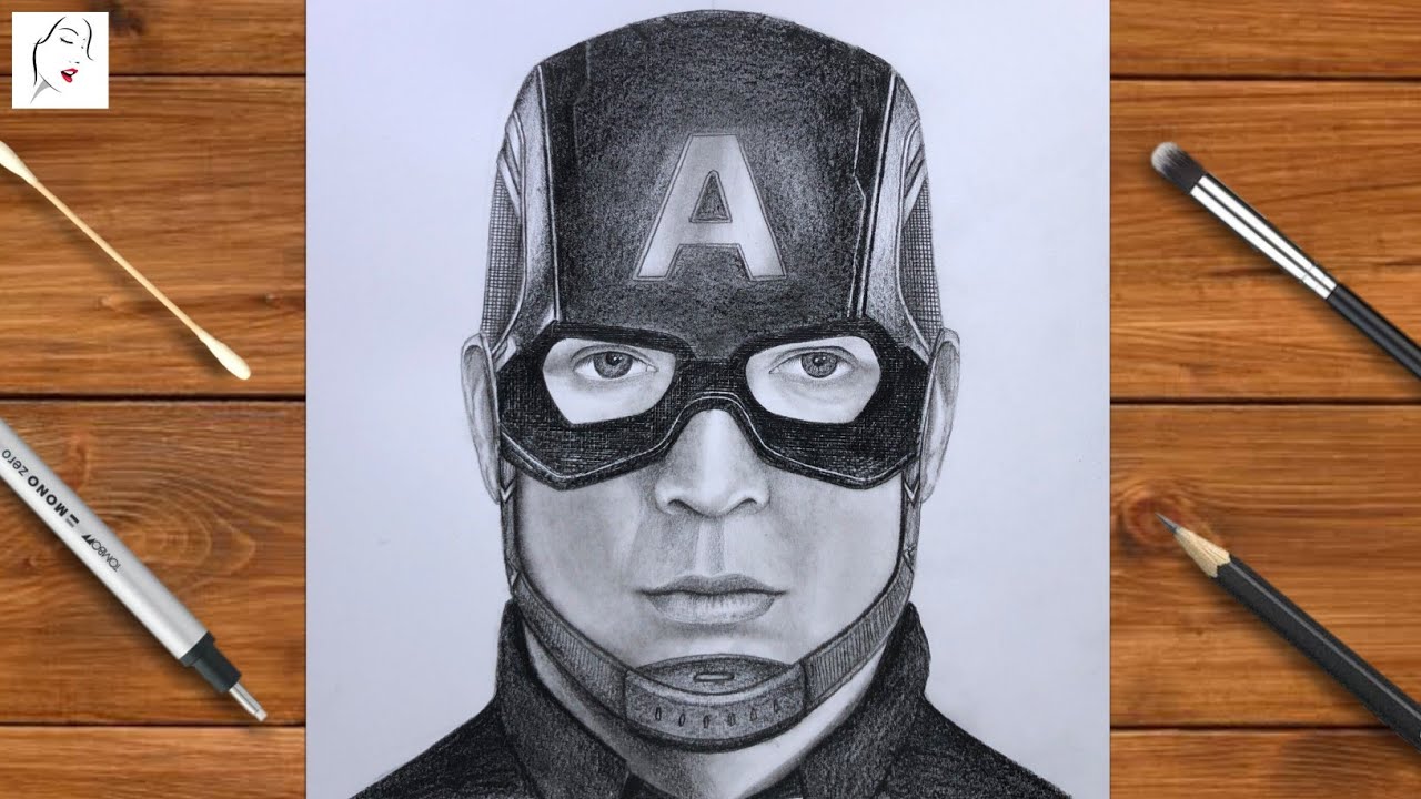Captain America Pencil Portrait Drawing Print - Etsy