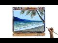 Beach painting tutorial for beginners -Beach painting acrylic easy - Acrylic painting tutorial beach