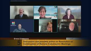 November 2021 Regular Ethics Commission Meeting