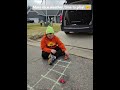 Playing with Trev Diesel and Lightning McQueen on the railroad tracks we made
