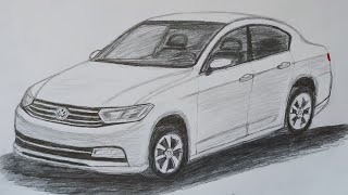 VOLKSWAGEN PASSAT ARABA ÇİZİMİM/ KOLAY KARAKALEM ARABA ÇİZİMİ NASIL YAPILIR / (my car drawing)