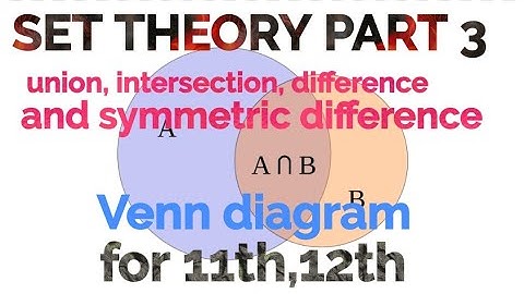 SET THEORY PART-3 ,operations on sets, union ,intersection and difference and symmetric difference