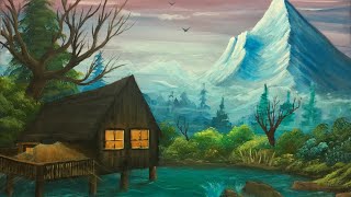 Cabin on the River -Acrylic Art by Robert Stevens