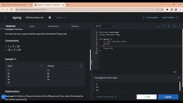 Difficulty rating 299|| Ageing|| codechef solution