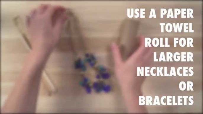 How to keep necklaces from tangling while traveling. All you need is a  toilet paper roll. Loop it through, roll it up and voila…