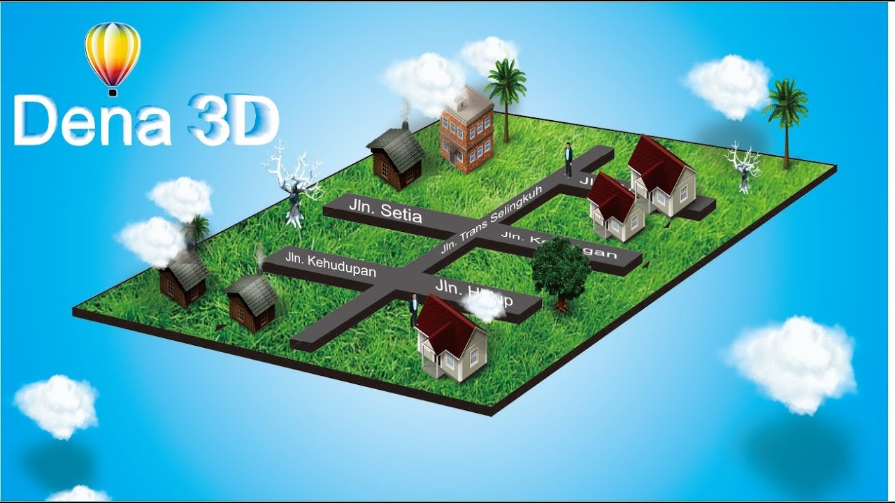  Tutorial  Desain  Dena Lokasi 3D dengan  CorelDraw  X6 YouTube