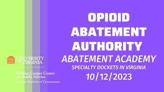 10/12/2023 – OAA Abatement Academy “Specialty Dockets in Virginia”