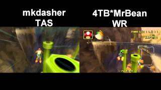 [MKWii Comparison] Wario's Gold Mine Glitch TAS vs WR screenshot 5