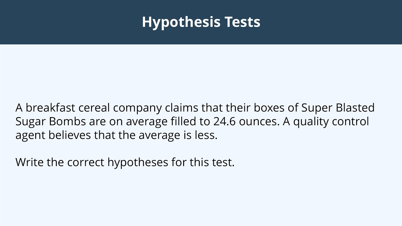 Hypothesis Tests - 1