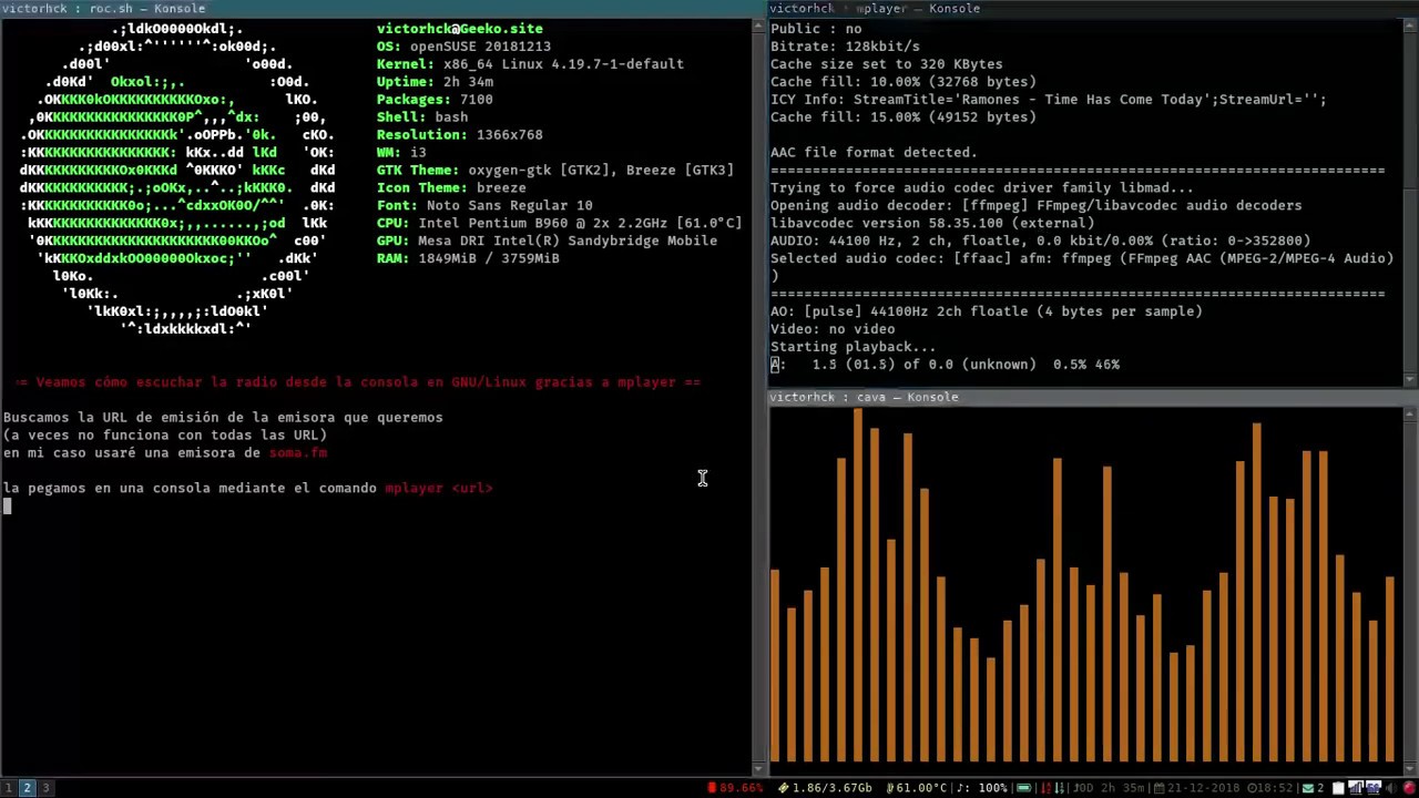 Cómo escuchar la radio en la consola de Linux - YouTube