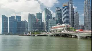 Esplanade Bridge And Downtown Core Skyscrs In The Background Singapore Timelapse Hyperlapse