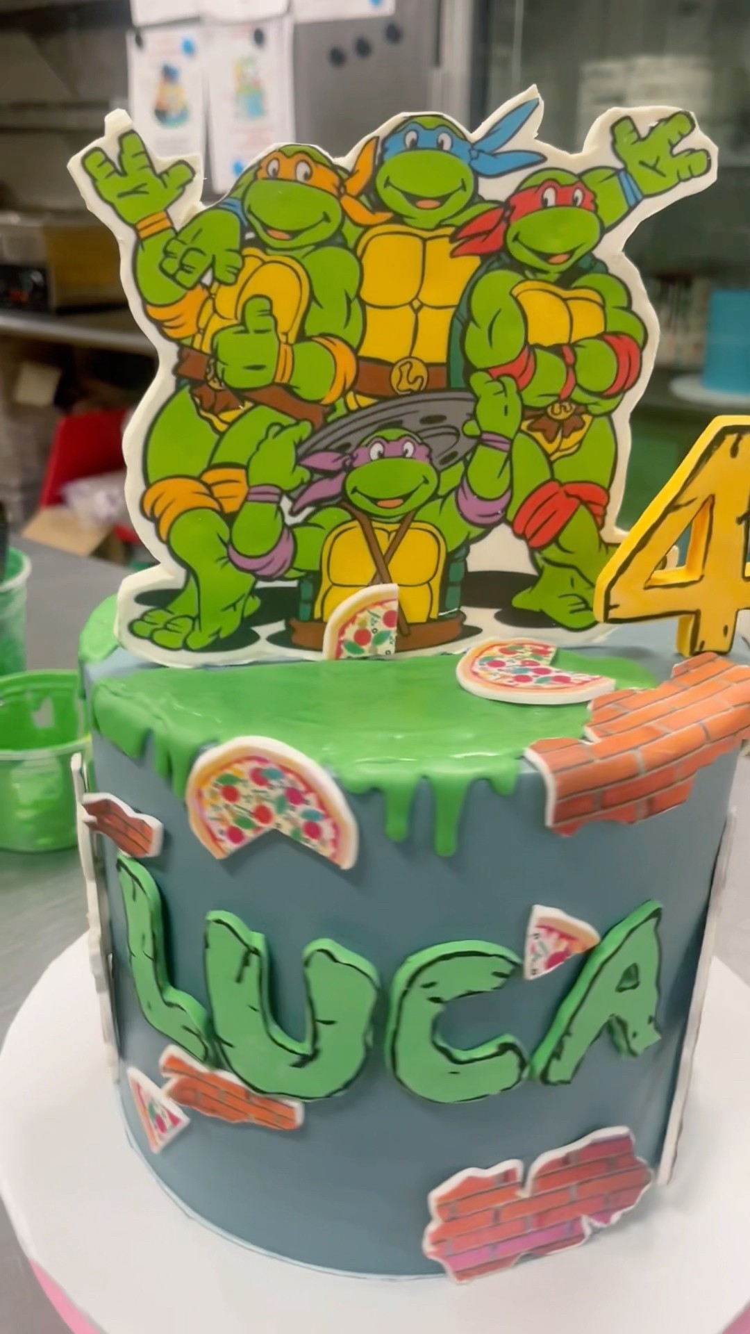 COOL NINJA TURTLES CAKE #easy#cake #drip #diy #learning #birthdaycake #tutorial #ninja #turtle