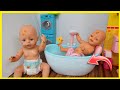 Baby Born Doll Bath Routine Feeding and changing baby dolls