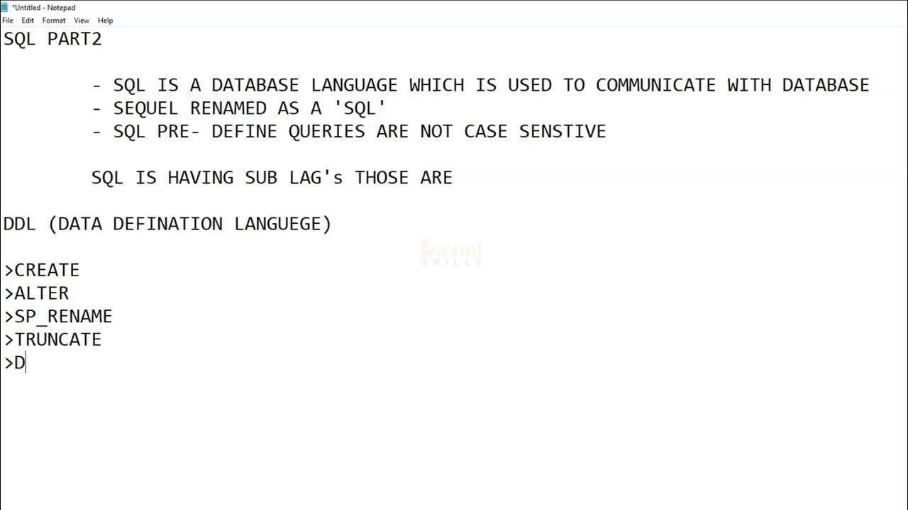 Sub Languages of SQL | SQL in Telugu Part 2 - YouTube