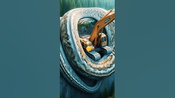 Nature Scenery | giant python and Excavator video #shorts #neture #trandingshorts #snake #aiart #ai