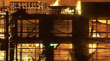 San Gabriel, CA: Commercial Building Under Construction Burns