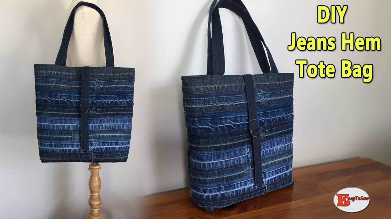 DIY JEANS HEM TOTE BAG | JEANS BAG | RECYCLE OLD JEANS | DIY BAG SEWING ...