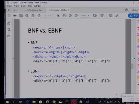   프로그래밍언어론 4장 Syntax3 BNF와 EBNF보충설명 강승식 교수