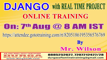 DJANGO with REAL TIME PROJECT in Online Training @ DURGASOFT