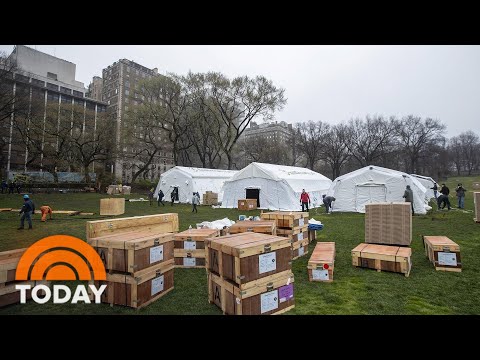 hospital-tents-erected-in-central-park-as-medical-responders-battle-their-own-virus-cases-|-today