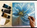 How to make Abstract Flower Painting with gold leaf Acrylic Easy Techniques by Julia Kotenko