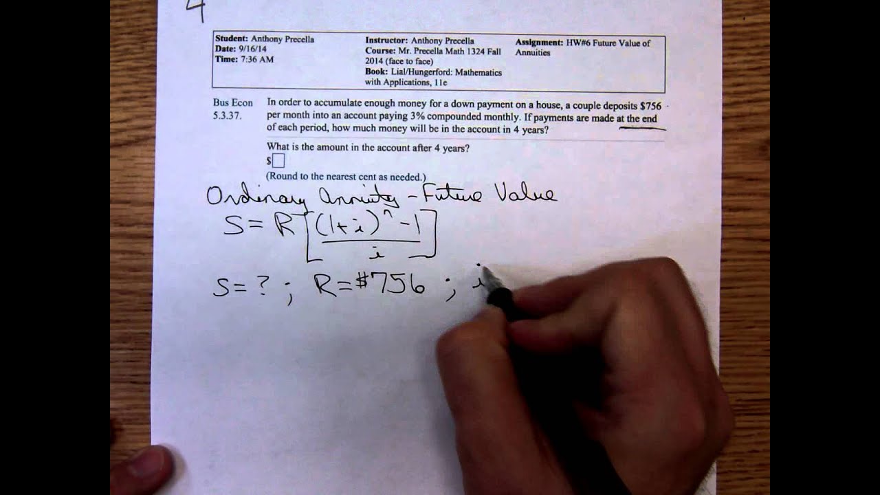 MATH 1324 Future Value of an Ord Ann - YouTube