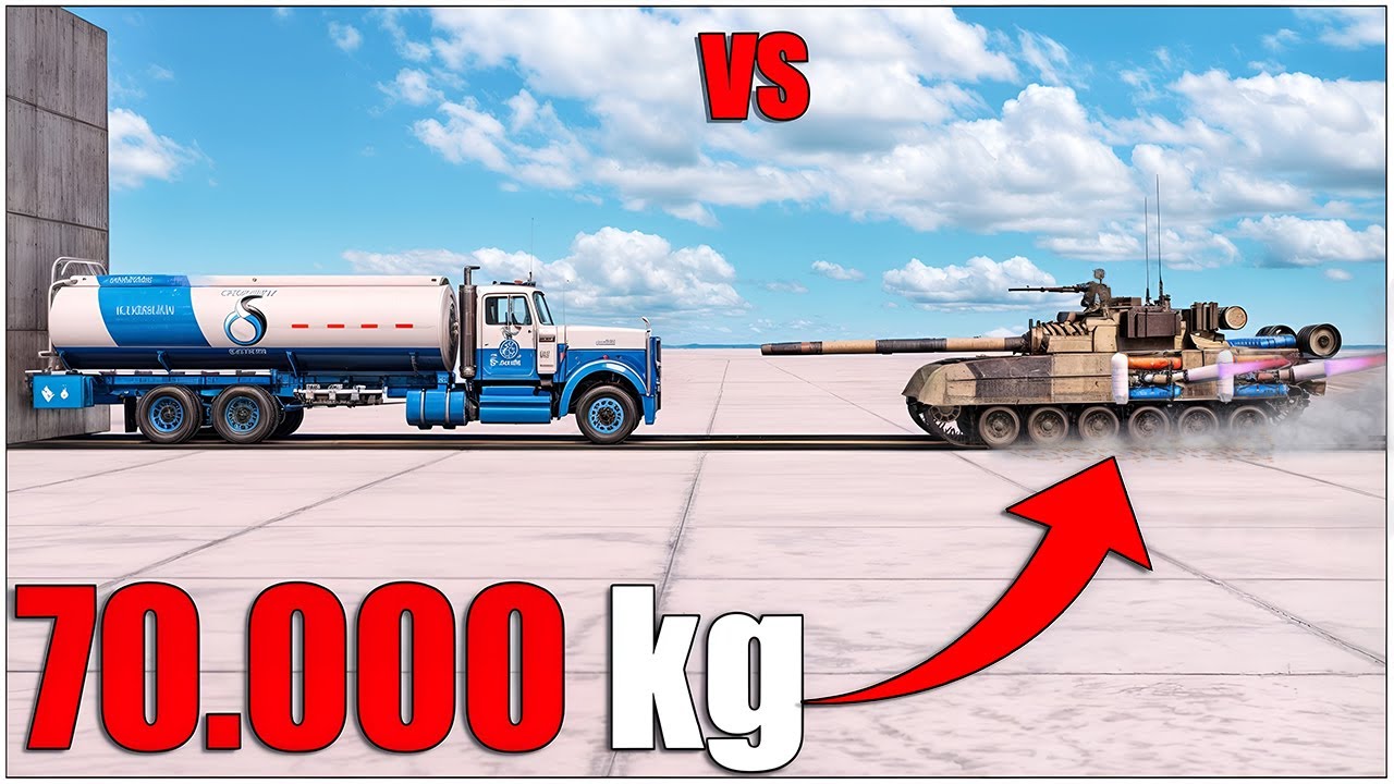 Semi-Tanker Truck VS Military Tank 70.000 kg Crash Test | Beamng Drive | car torture